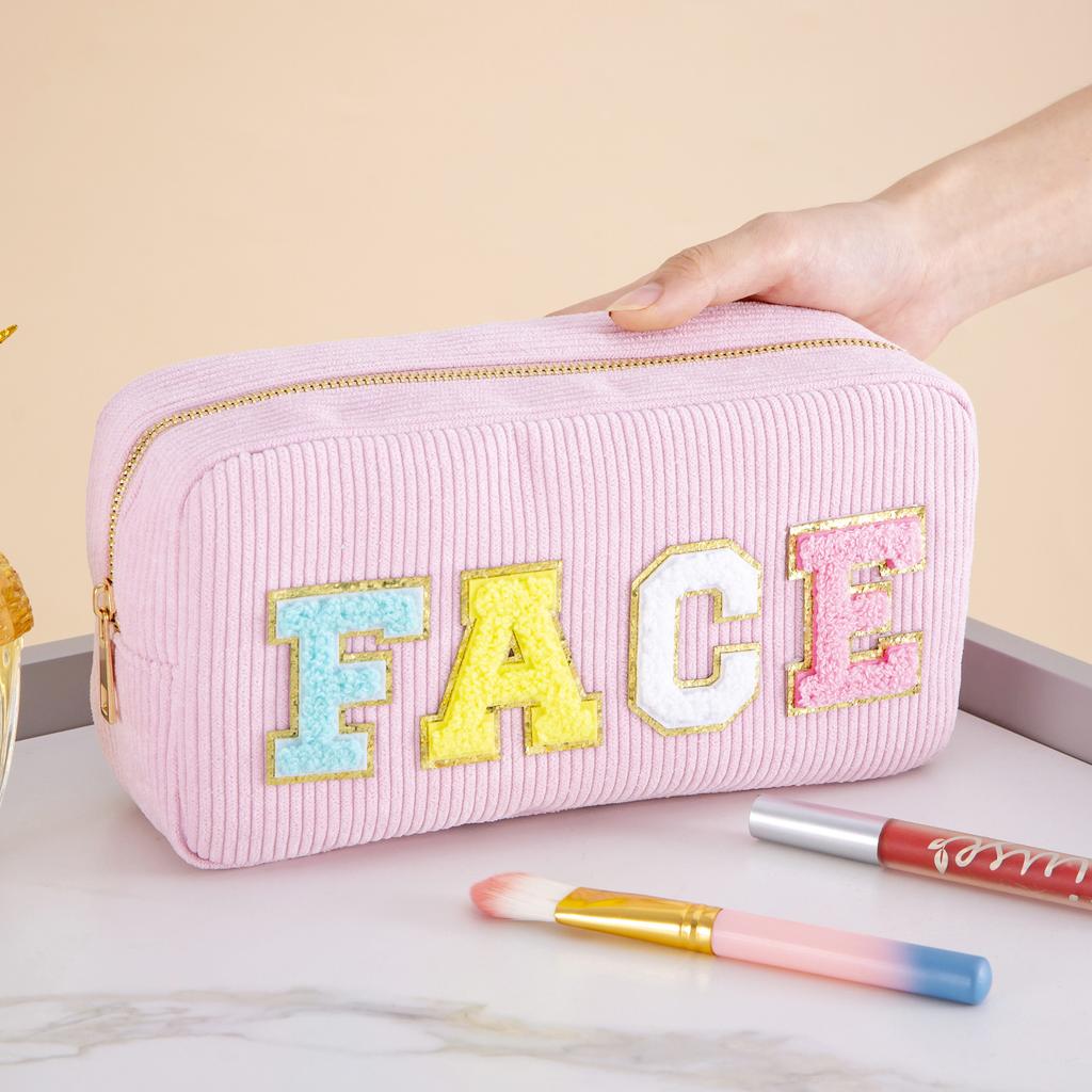 Ženy Dívky Cestovní manšestrová žinylková náplast na dopisy Péče o pleť Obličej Vlasy Makeup Kosmetická taštička pro každodenní použití