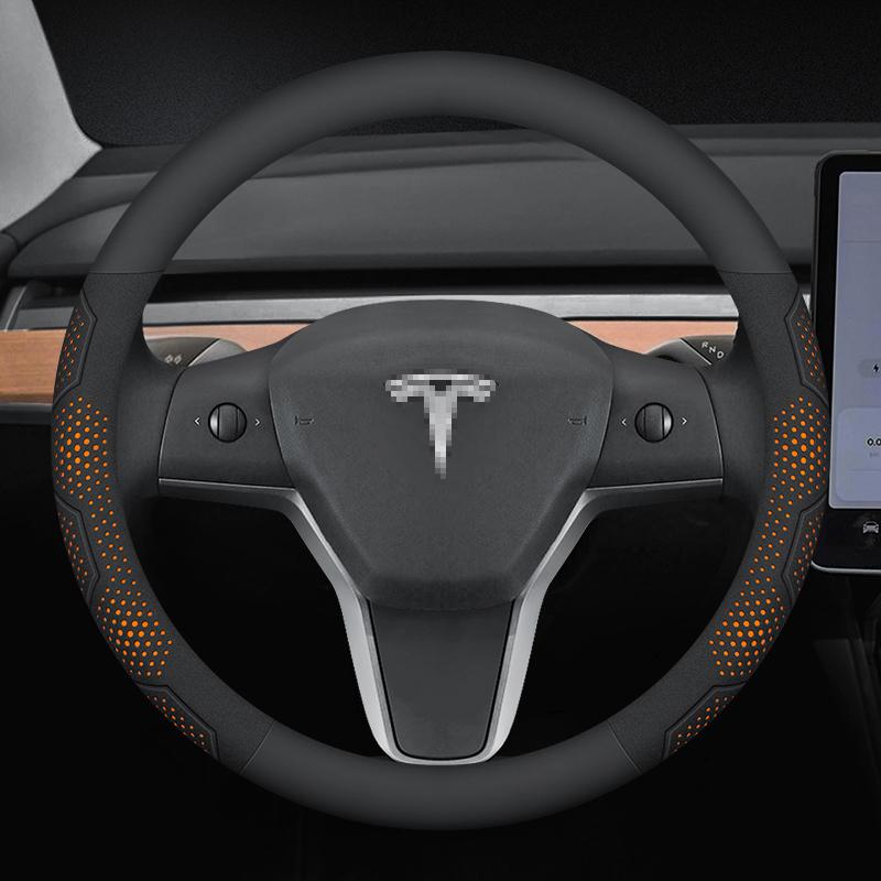 Carbon Fiber Suede Microfiber Leather Steering Wheel Cover for Tesla Model 3 Model Y Model S Model X Anti-slip Car Accessory