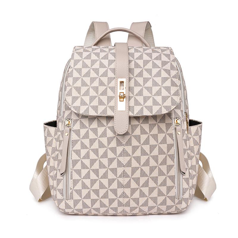 

2025 Retro Floral Women s Backpack: Large Capacity Fashionable Schoolbag бежевий