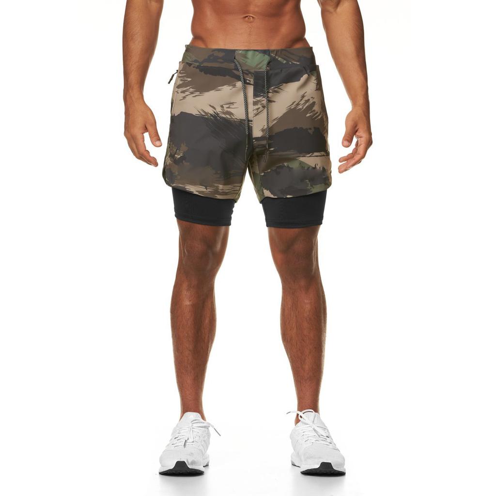 Summer Trendy Sports Shorts Outdoor Running Cycling Breathable Double Layer Shorts for Men