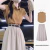 Summer Salt System High-End Retro Hong Kong Style Casual Shirt & Skirt Set