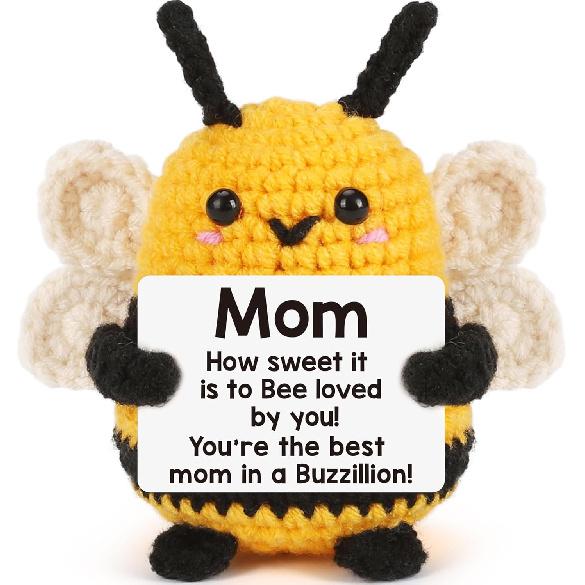 LEJIAJINW День Матери для Мам День Рождения День Святого Валентина Новая Мама Дополнительная Мама Теща Мачеха Мамочка Мама в Ожидании, Милая Вязаная Крючком Позитивная Пчела