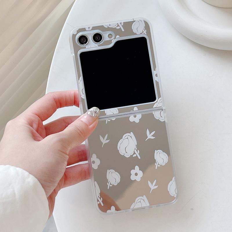 

Для Samsung Galaxy Z Flip5 Flip4 Flip3 Чехол Стильный черно-белый зеркальный складной экран в виде розы для мобильного телефона с принтом Противоударный защитный чехол для телефона из ТПУ