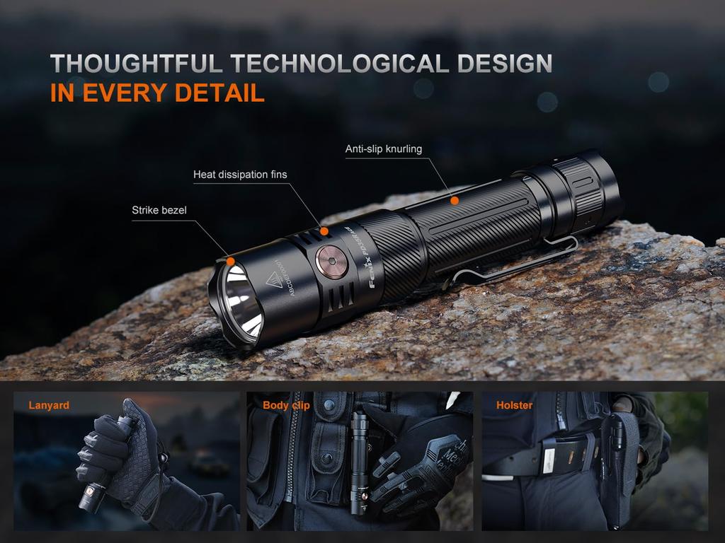 Fenix PD35R ACE Max 2000 Switchable Operation IP68 Waterproof and Includes 18650 Battery Flashlight, Lumens, Modes, USB-C Rechargeable, Dustproof,