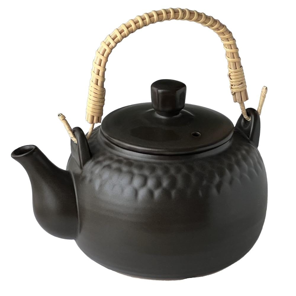 Yokkaichi Banko Ware Heat-Resistant Ceramic Teapot 1000ml - Gas Flame Compatible чёрный