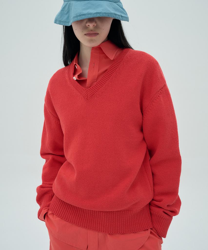 Jeonggamseutyudio Cotton V Neck Knit_5 Color