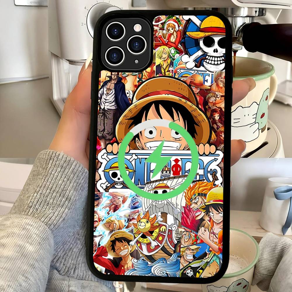 Cartoon Ones P-Piece Luffys-Ace Magnetic Matte Phone Case For IPhone 16 17 15 14 13 12 11 For Magsafe Wireless Charge Cover