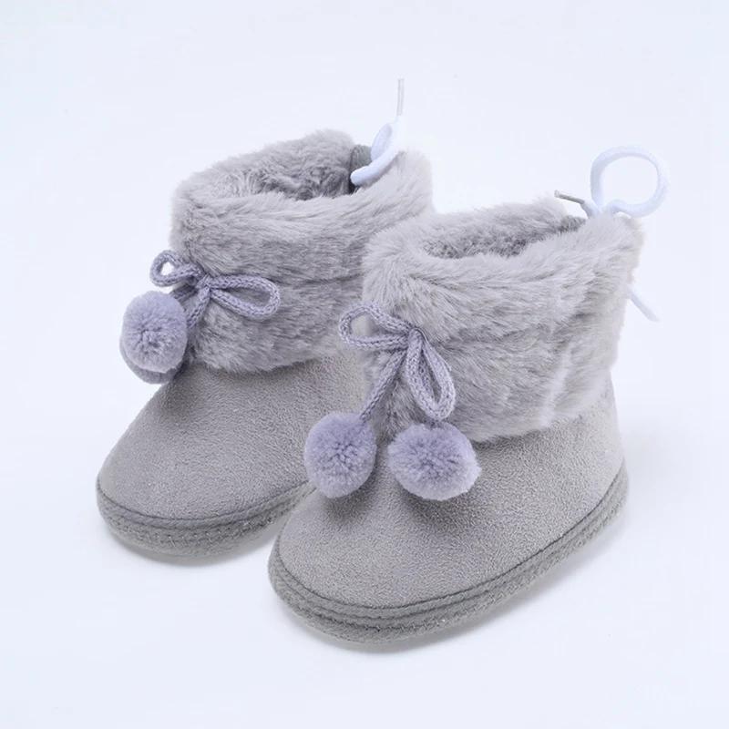 Baywell Winter Furry Snow Boots - Soft Sole First Walkers Shoes for Baby Girls 0-18 Months