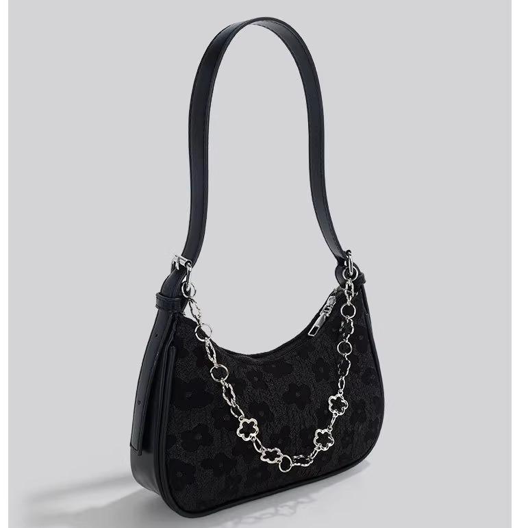Chain Crescent-shaped Bag, Versatile Jacquard Small Bag, Single-shoulder Crossbody Bag, Underarm Bag
