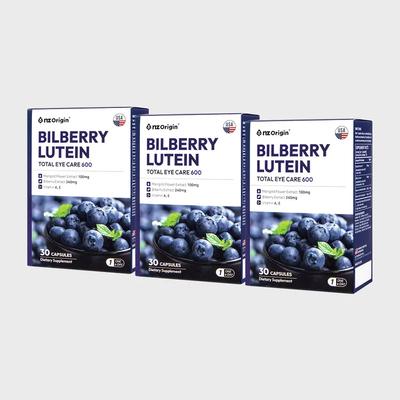 Bilberry Lutein Total Eye Care 600 (30 Capsules) X 3 Bottles