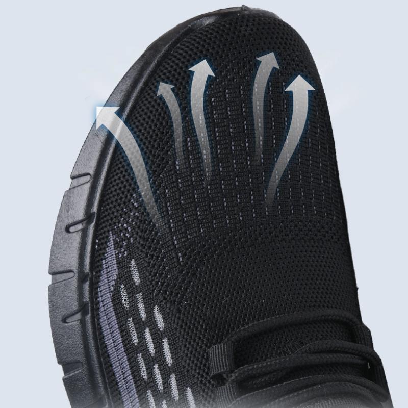 Fashion Casual Sports Shoes for Men Fly Woven Breathable Shoes Mesh Lightweight Shoes Round Head Solid Colour Non-slip Zapatillas Hombre