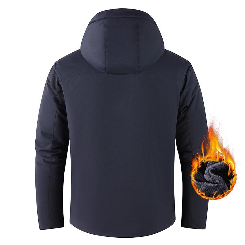 Winter Middle-aged and Elderly Men's Cotton Jacket with Thick Fleece, Detachable Hat Jacket, Casual Warm Cotton Jacket