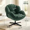 Modern Wingback Accent Chair, Velvet Armchair with Four-Star Base, S-Springs, Swivel, Dark Green