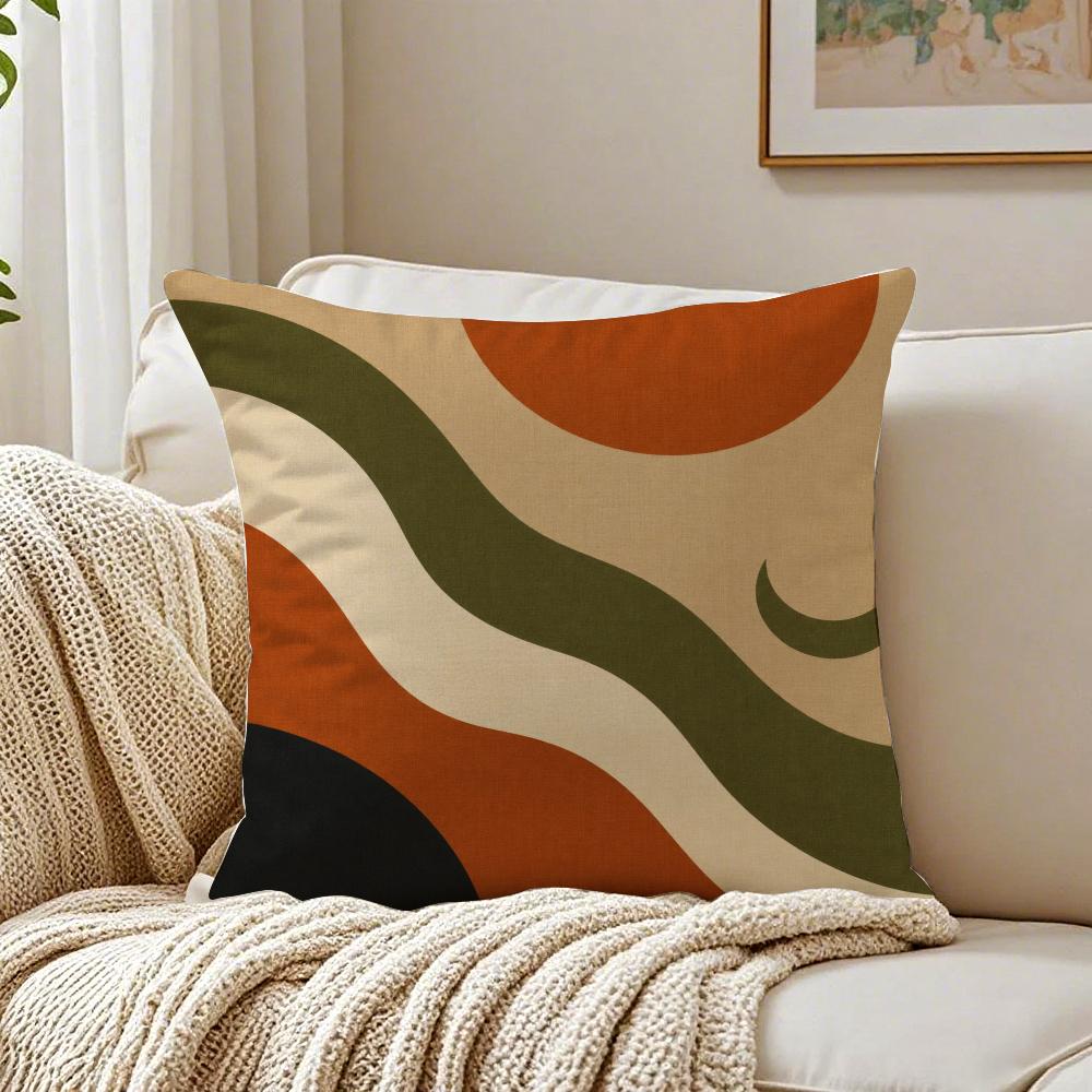 Boho Abstract Shapes Pillow Case Organic Short Plush Cushion Covers Breathable Washable WrinkleResistant