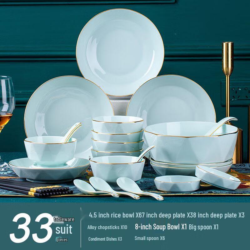 Light Luxury Jingdezhen Hand-Painted Gold Ceramic Dinnerware Set