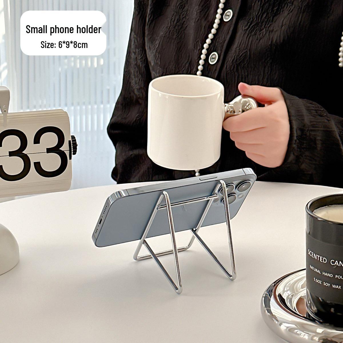 Creative Metal Phone & Tablet Holder – Iron Desktop Stand for Convenient Viewing