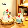 Weatherproof Resin Garden Decor Cartoon Hen Statue with Eggs Pastoral Style Figurine for Handmade Farmhouse Kitchen Ornaments Yard Patio Decor