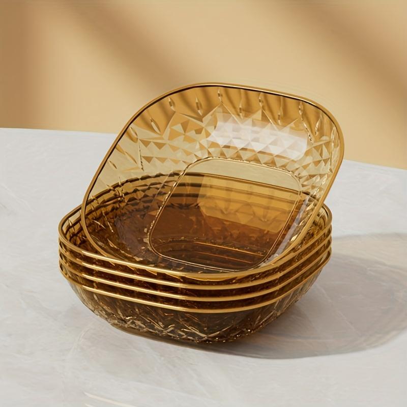 Square Trays with Golden Borders, Suitable for Serving,  Fruits, Desserts, Cakes, Snacks, Breakfast