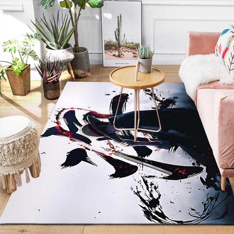 1Pc Dark Ink Swordsman Graphic Printed Flannel Rug Soft Non Slip Carpet for Bedroom Living Room Office Floor Outdoor Home Decor Xmas Gift Q1336