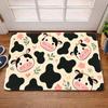 Cute Cartoon Cow Print Floral Heart Door Mat Non Slip Entrance Doormat Cow Spots Pattern Rug for Front Door Bedroom Decor