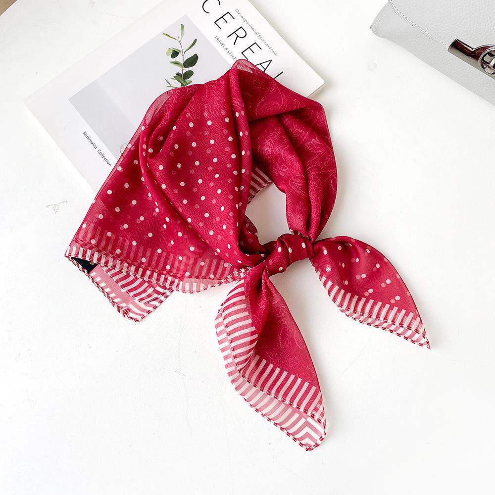 Temperament Silk Scarf Square Scarf Women's Soft Xili Yarn Versatile Scarf Sun Protection Neck Covering Scarf Cashew Nut Square Scarf Thin Scarf