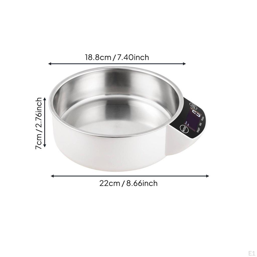 Stainless Steel Bowl Scale Measuring Digital Tare Function Kitchenware for Home Cooks,