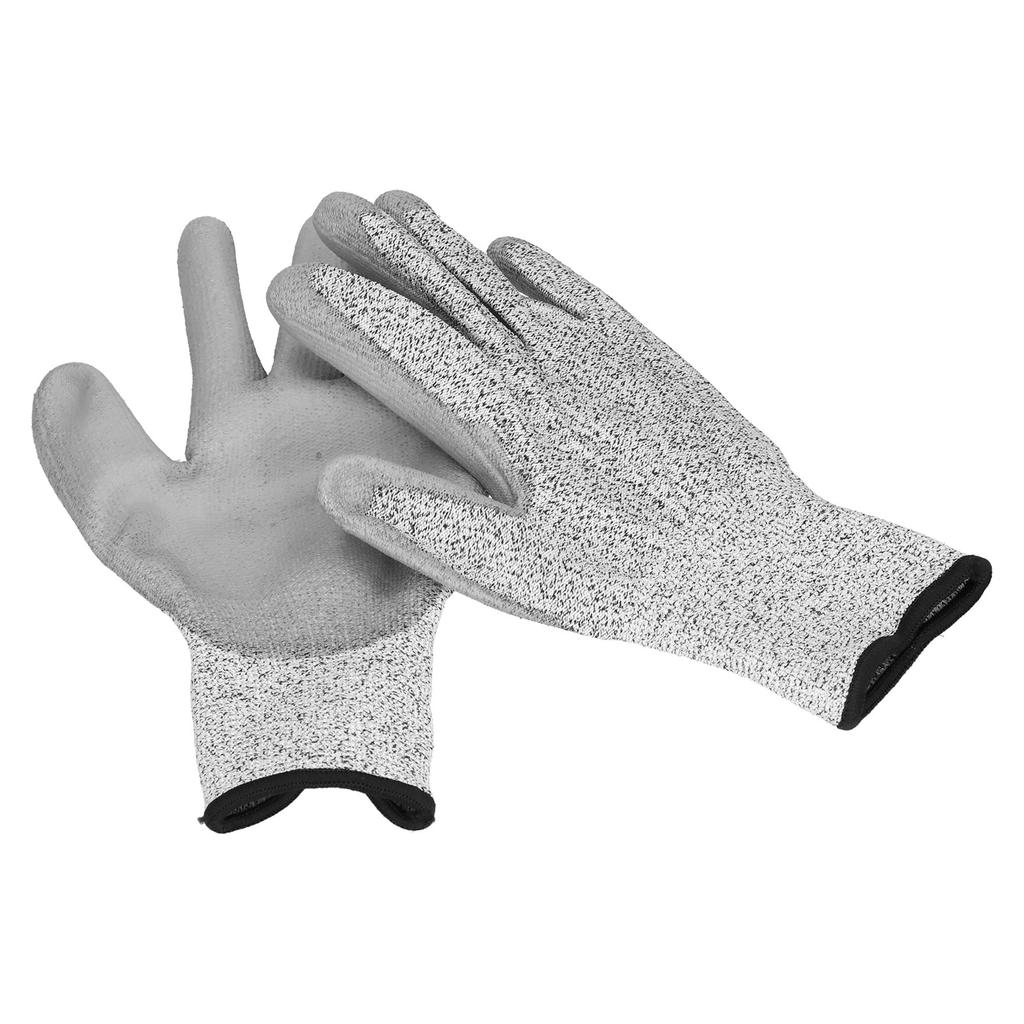 2 Pair Gray Cut Resistant Gloves Level 5 Protection HPPE Dipped Gloves for Gardening Outdoor