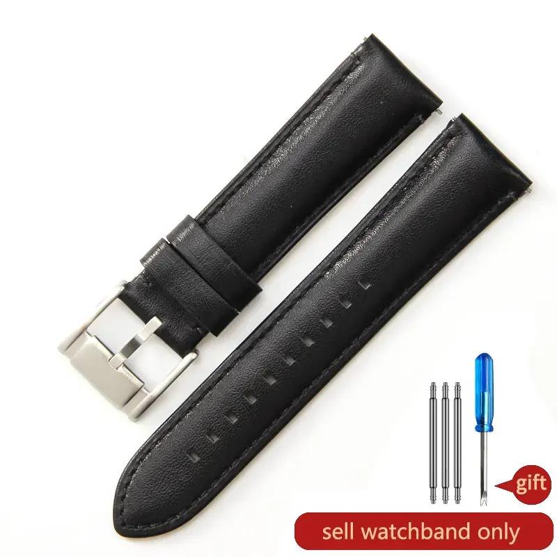 For Fossil Fs4813 Fs4735 Q Smart Series Men's Genuine Cow Leather  Sweatproof Breathable Watchbands with Needle Buckle  22 24mm