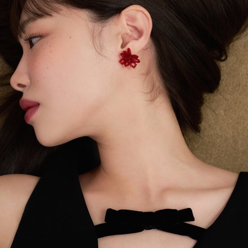 

geegee beads blsom earring - red RED