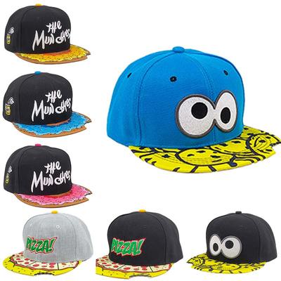 Auge PIZZA Gestickte Cartoon Flachkrempe Hip-Hop-Hut Cartoon-Hut Frühling und Herbst Outdoor Verstellbar Lässig Sonnenschutzhut