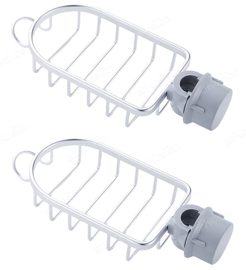 Verstellbarer Wasserhahn Ablauf Badezimmerregal Schwarz Silber Duschablage Halter Korb Küchenutensilien Seifenablage