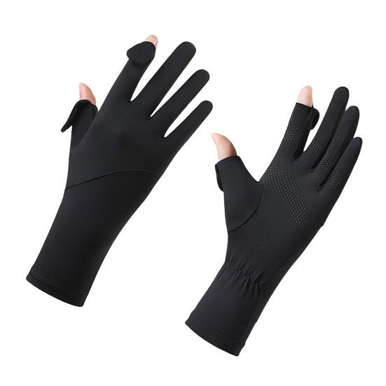 Sun Protection Gloves Ultra Thin Full Finger Driving Gloves Anti-Slip Palm Ice Silk