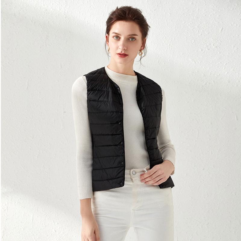 Women's 2025 Lightweight Collarless Down Vest - Short, Versatile, Fashionable Korean Style.