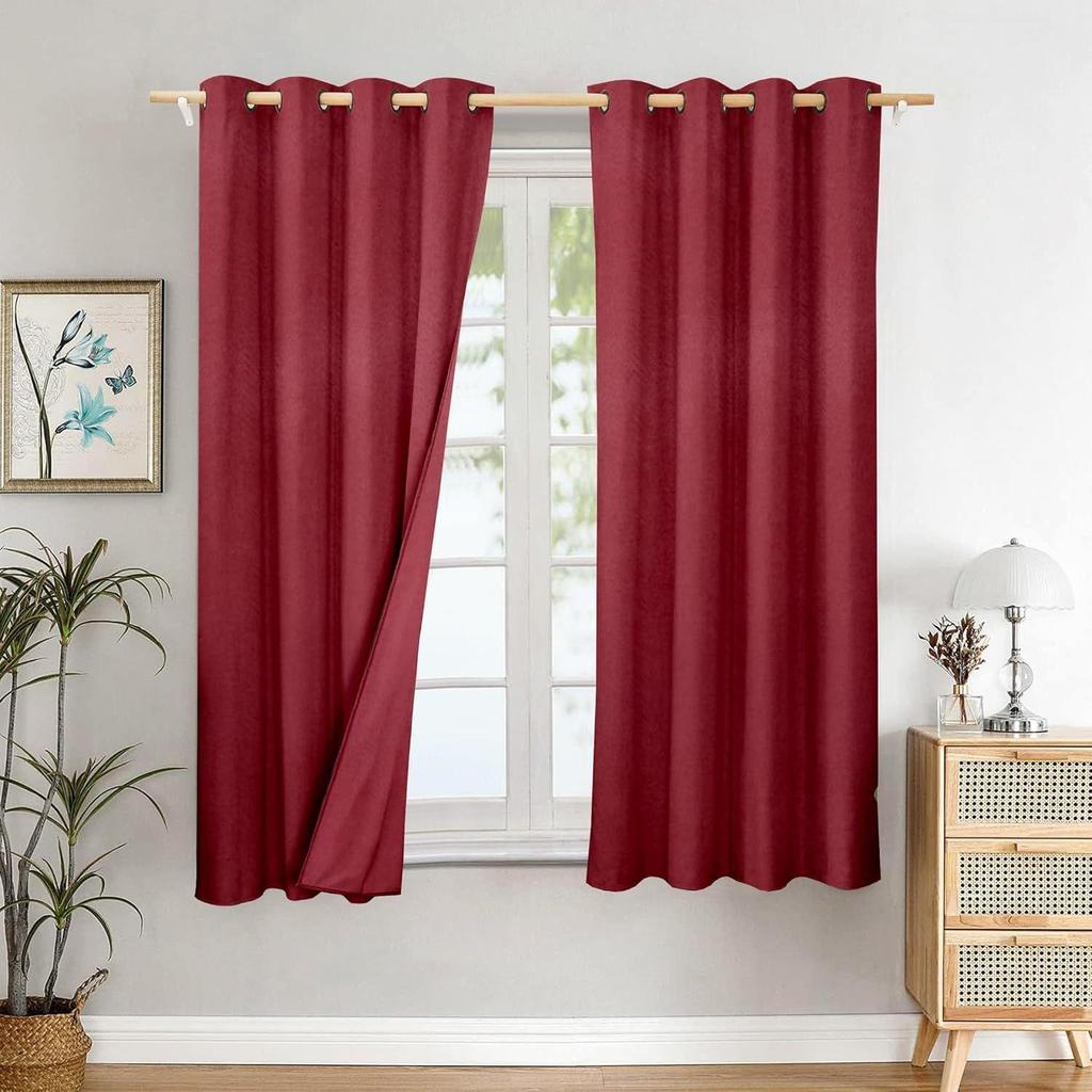 Polyesterové 100% Zatemňovací Jednobarevné Dlouhé Dveřní Závěsy|100% Zatemnění Místnosti| Zatemňovací Dlouhé Dveřní Závěsy| 9 Stop |Sada 2 kusů| Jednobarevný Design |