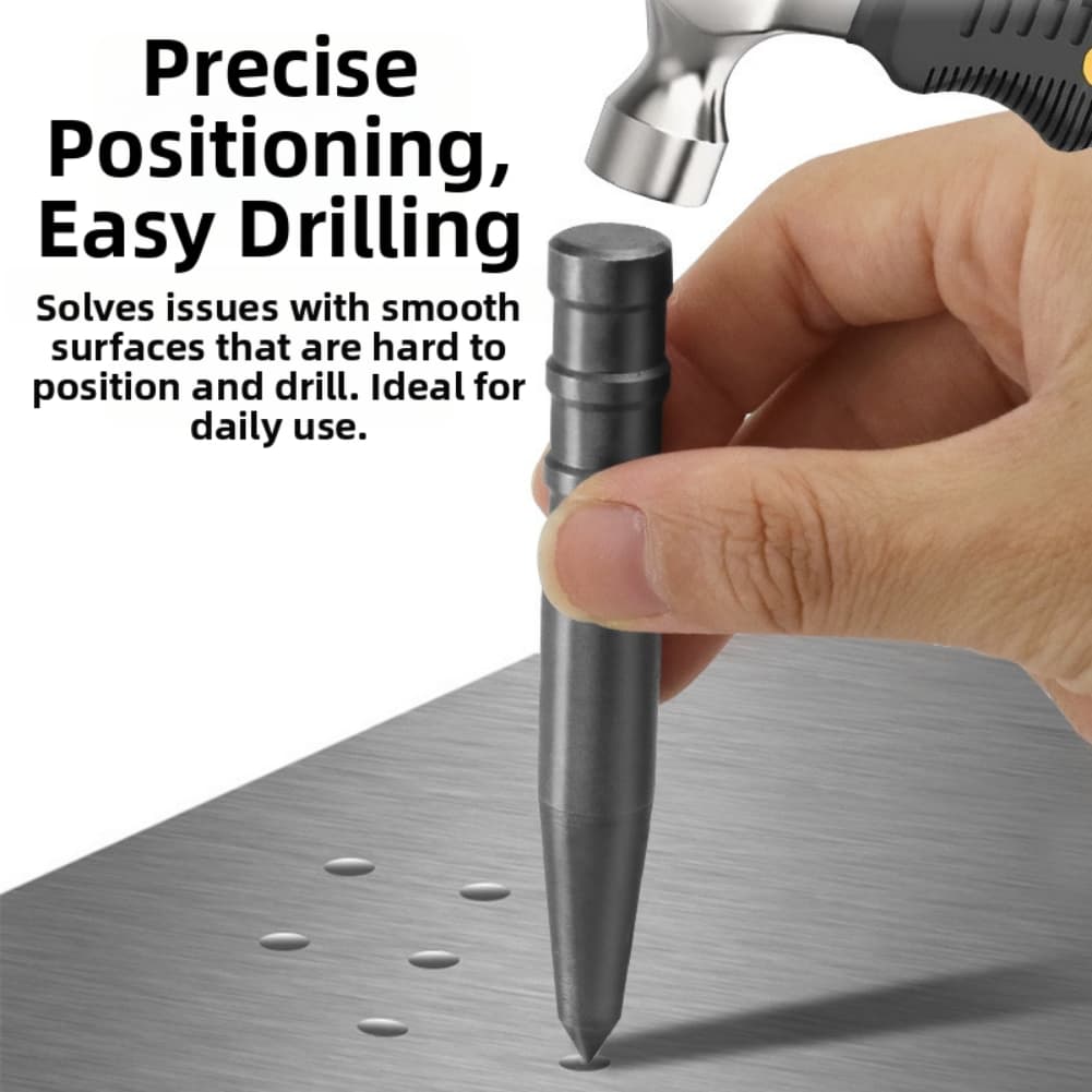 Carbide Tip Manual Center Punch Tool with Non Slip Grip for Precision Marking on Wood Aluminum Iron Glass
