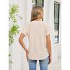 2026 Summer New Loose Women's V-Neck Waffle Pocket Short Sleeve Casual T-Shirt