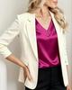 2026 Spring/Summer Solid Color V-neck Satin Casual Women's T-shirt