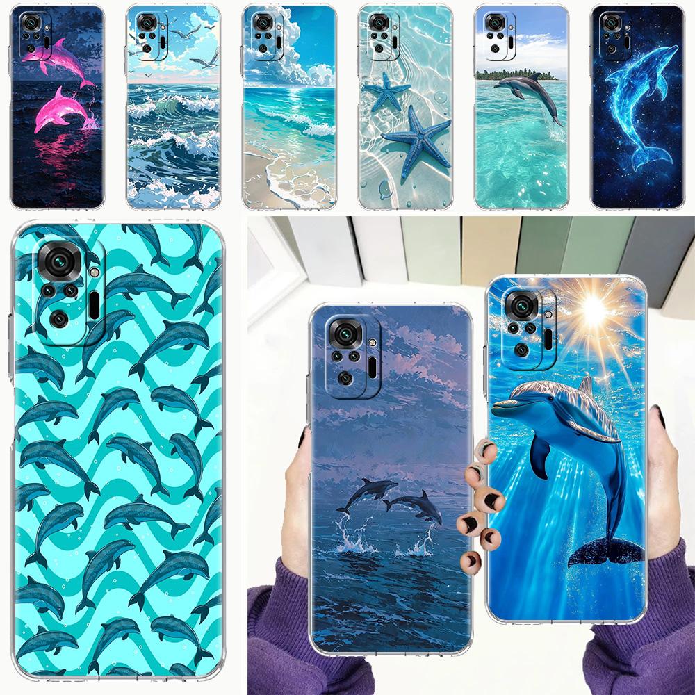 Phone Case For Xiaomi Redmi Note 15 14 5G 13 12 10 11 Pro Plus 4G 14C 13C 12C Soft TPU Cover Ocean Dolphin