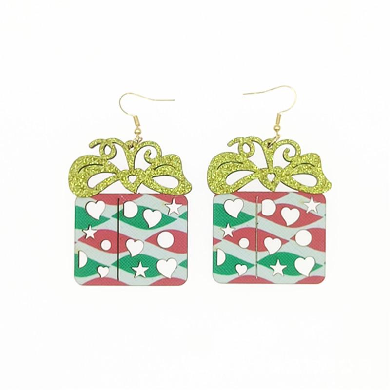 Festive Cross-Border Hollow Leather & Wooden Earrings