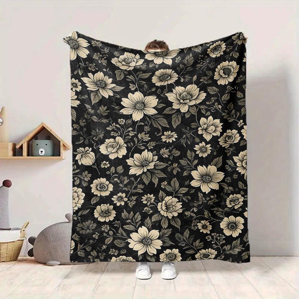 1pc Floral Pattern Lightweight Flannel Blanket, Comfortable and Warm Blanket, for Office and Camping Sofa Bed, Livingroom143
