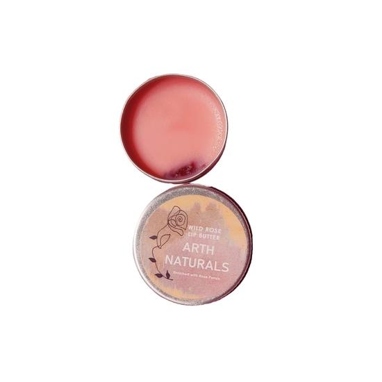 Arth Naturals Wild Rose Lip butter -heal dry lips with Vitamin E, Enriched wth Organic , Shea Butter and Rose Petals -8 gms Halal Product