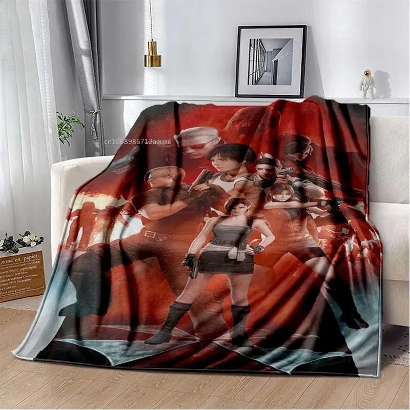 R-Resident Evil Game Gamer Soft Plush Blanket Leon Ada Red Umbrella Blanket for Living Room Bedroom Bed Sofa Picnic Office Cover