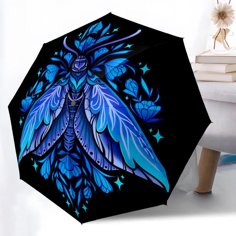 1pc Moth Fantasy Automatic Open/close Umbrella, 8-Rib sturdy structure, Auto Folding/Opening, Portable Travel Umbrella for Women,068