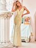 Ever-Pretty Women's Classic Double V-Neck Sequin Fishtail Maxi Dresses Evening Gowns