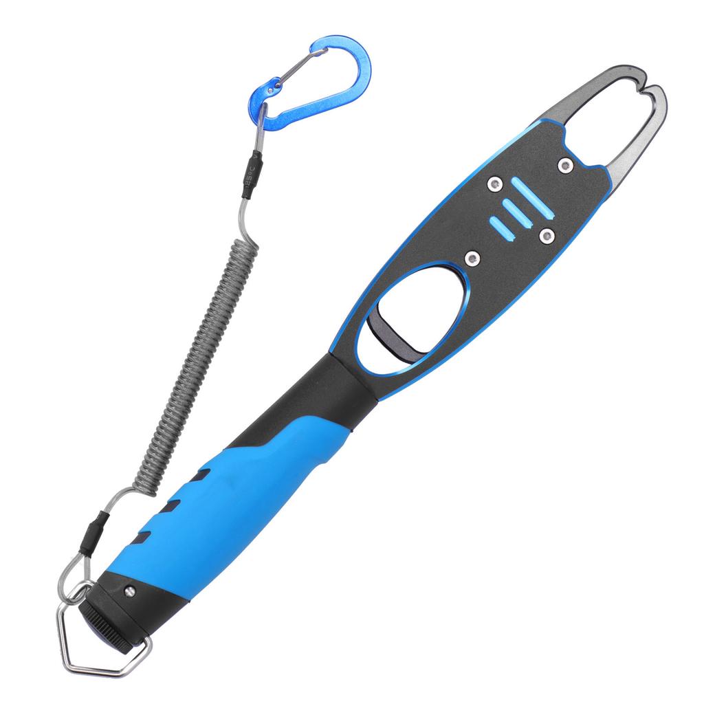 Fish Control Device Fishing Pliers Lip Gripper Lure Clamp Space Aluminum with ScaleBlue