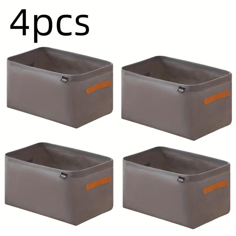 

4pcs Portable Fabric Storage Organizer - Foldable Multi-Purpose Organizer with Double Handles, Durable Plastic Frame