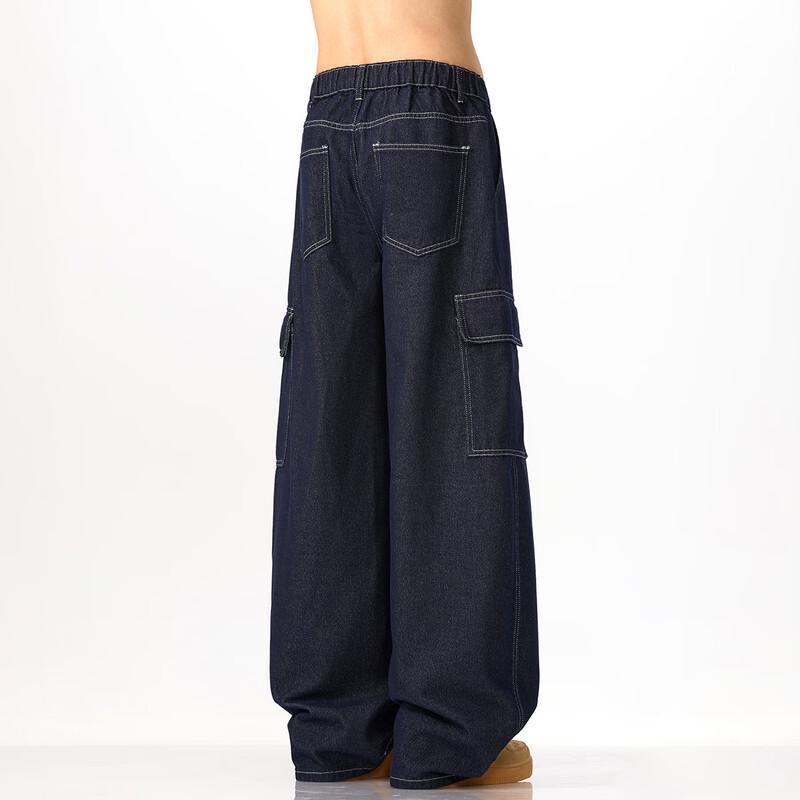 Unisex Loose Wide-Leg Multi-Pocket Denim Workwear Jeans