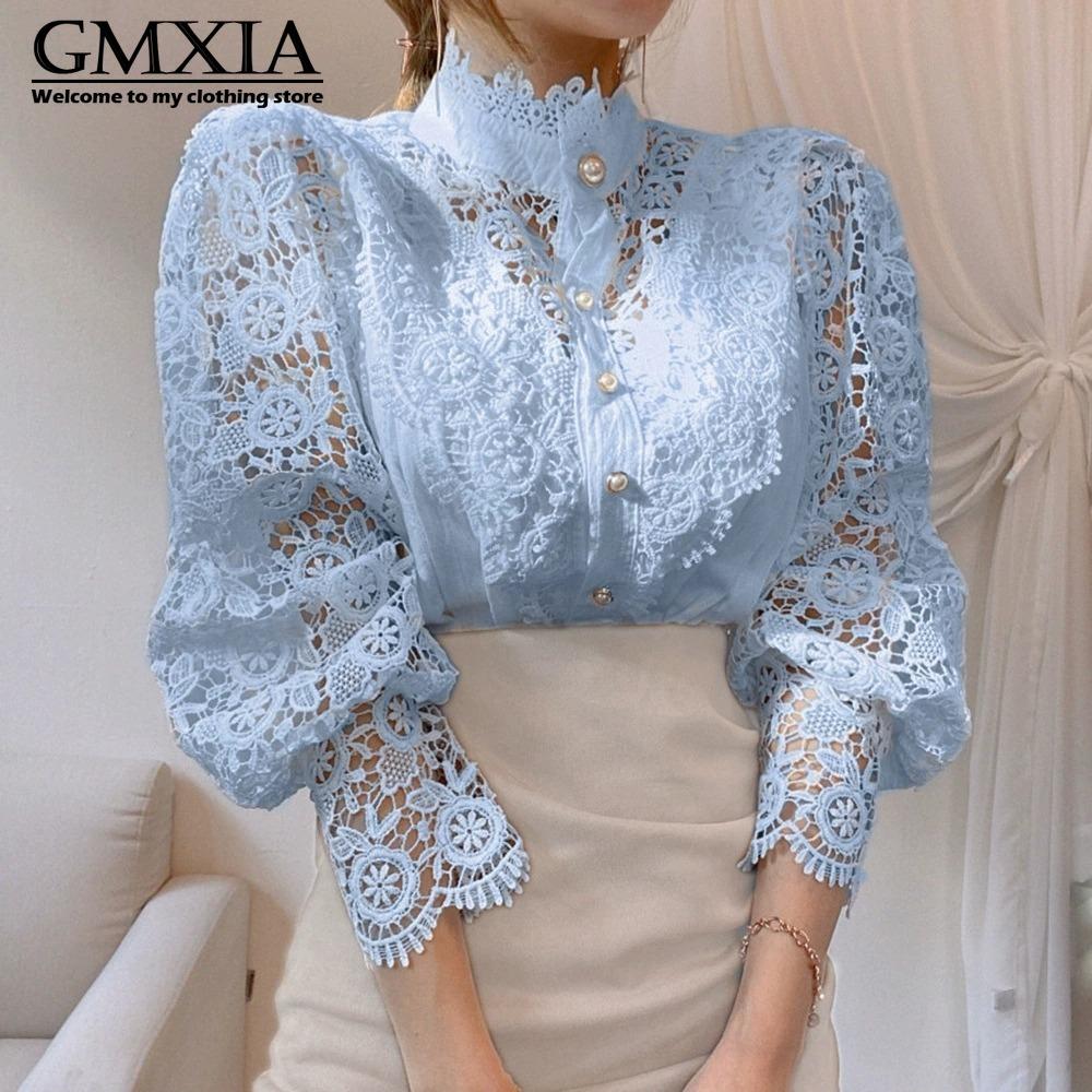 GMXIA Women's Fashion Casual Solid Color Print Long Sleeve Leisure Blouses & Shirts