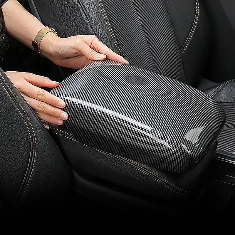 For Adui Q5 FY 2018-22 LHD Car Center Console Armrest Box Panel Cover Decoration Sticker Trim Carbon Fiber Color Interior Decals