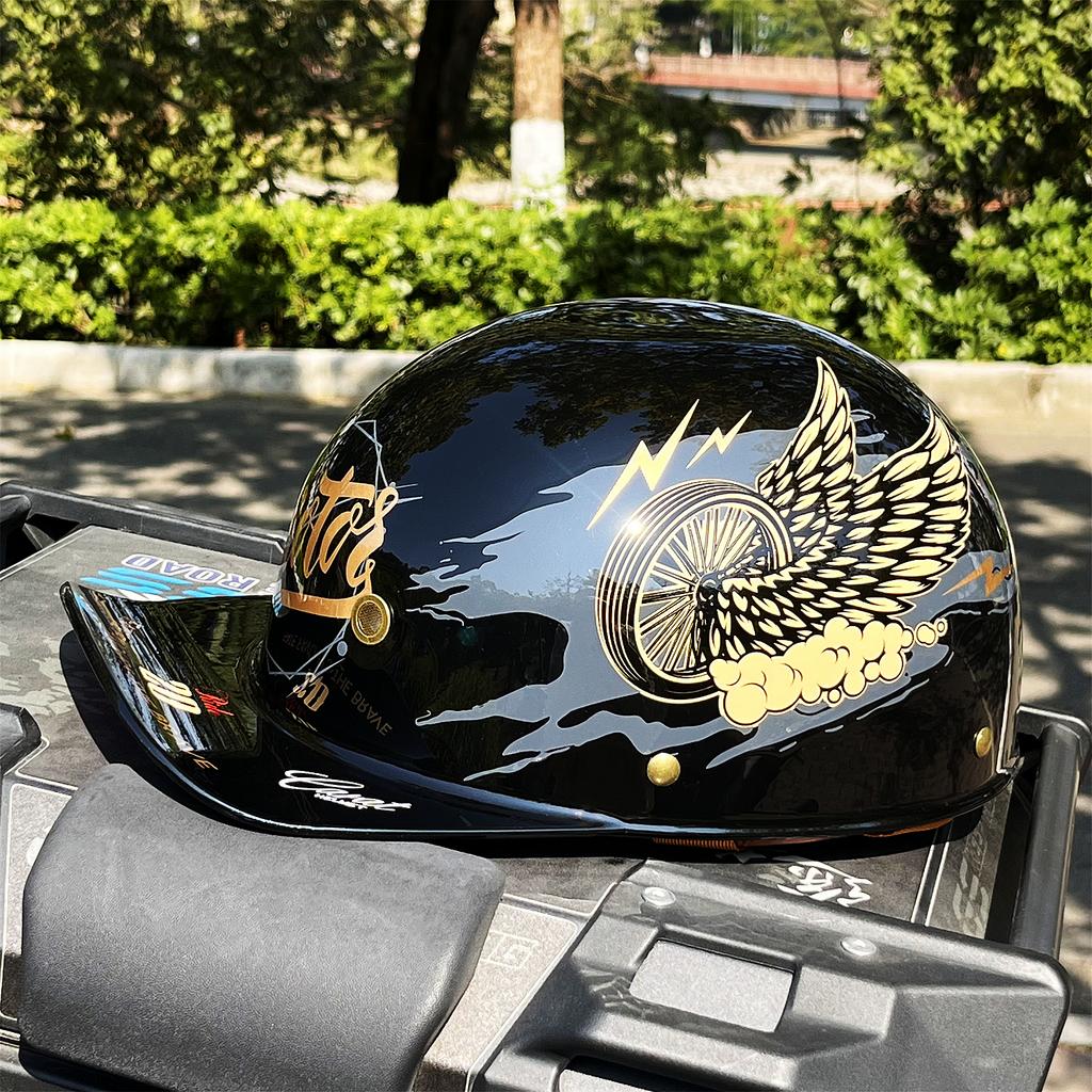 Retro Half Covered Helmet Men's Riding Portable Outdoor Helmet Vintage Graffiti Bicycle Cross-country Accessories